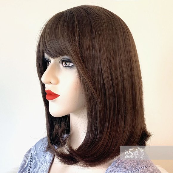 14" Ash Brown Bob Wig with Bangs | Mothers Day Gift | Resse - Picture 2 of 6